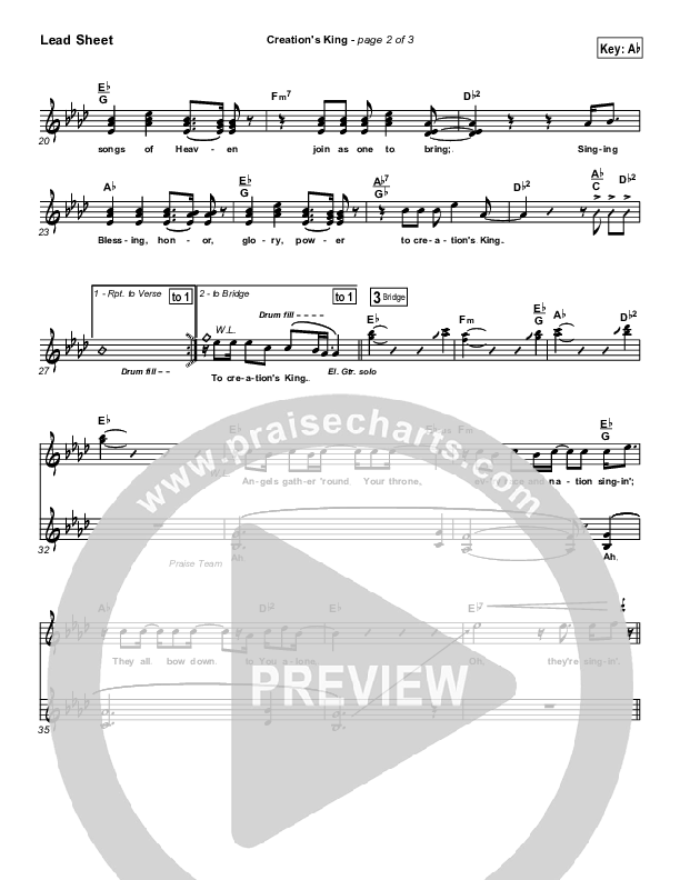 Creation's King Lead Sheet (Paul Baloche)