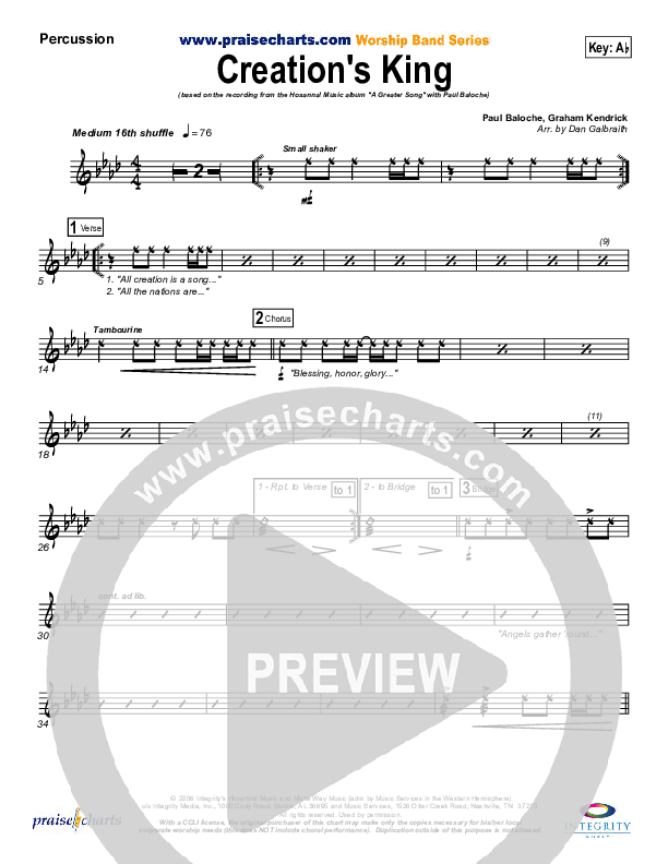 Creation's King Percussion (Paul Baloche)