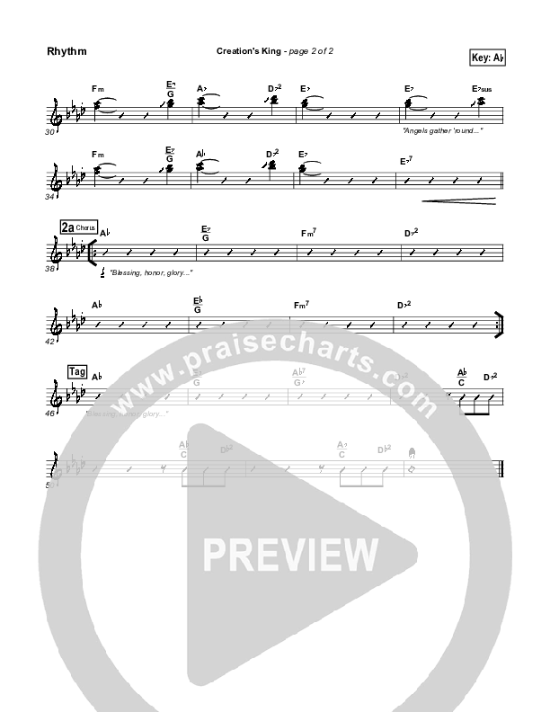 Creation's King Rhythm Chart (Paul Baloche)