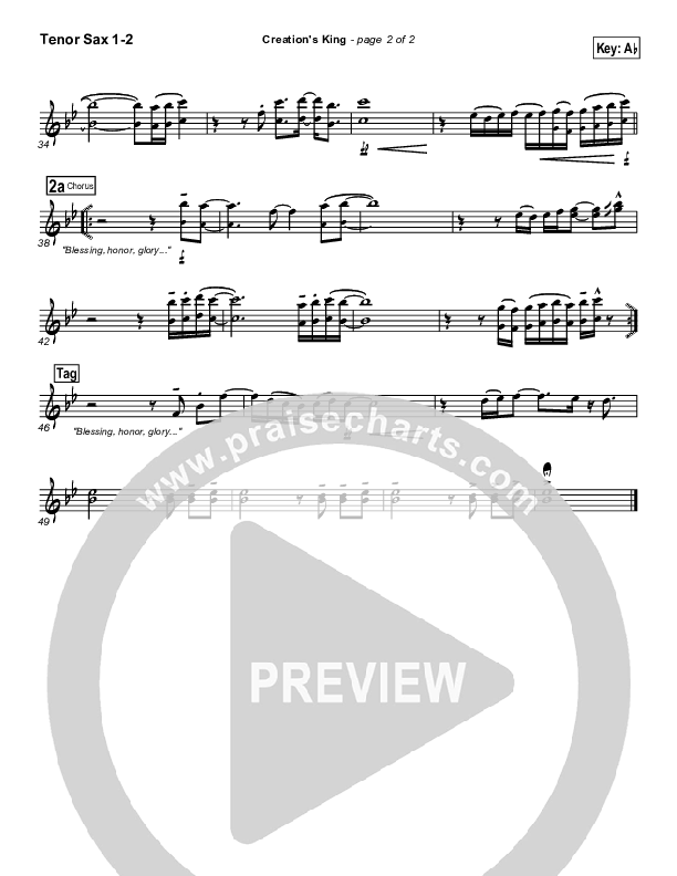 Creation's King Tenor Sax 1/2 (Paul Baloche)