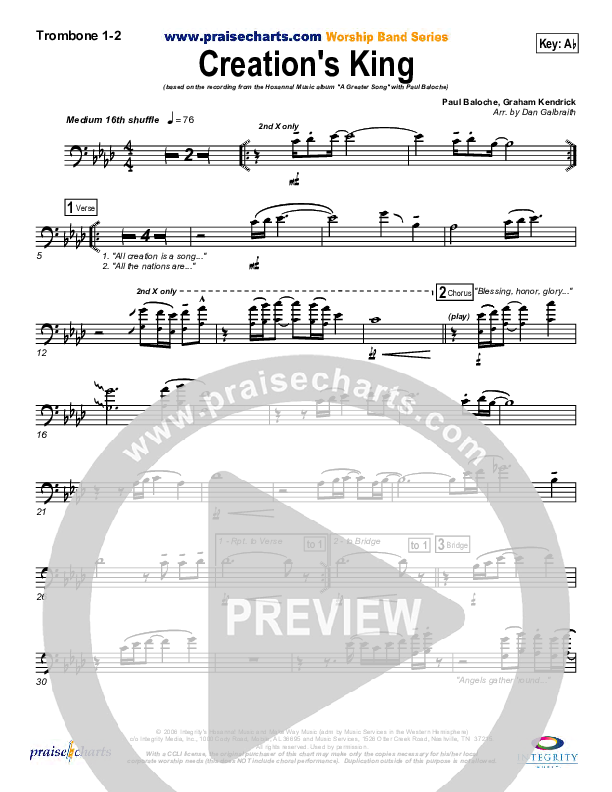 Creation's King Trombone 1/2 (Paul Baloche)