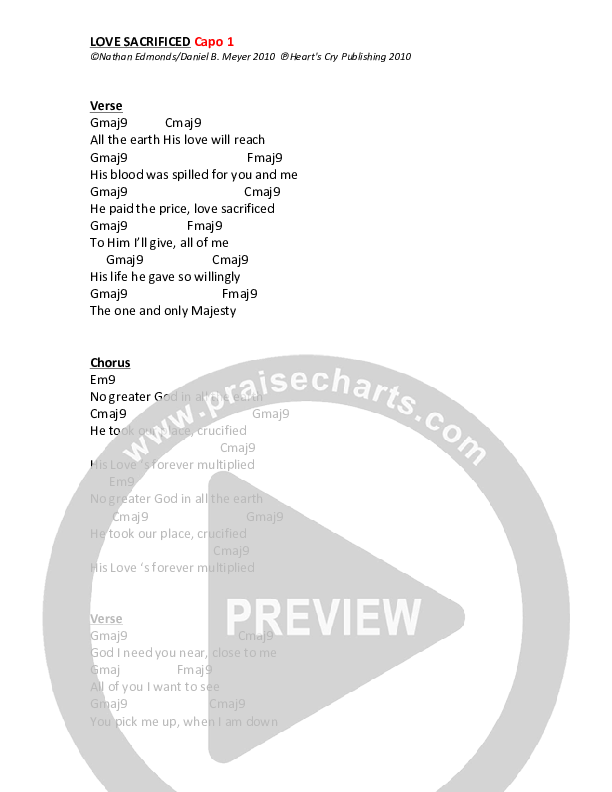 Love Sacrificed Chords & Lyrics (Fuzed Worship)