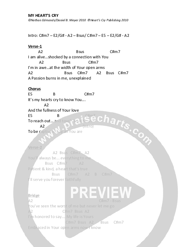My Heart's Cry Chord Chart (Fuzed Worship)
