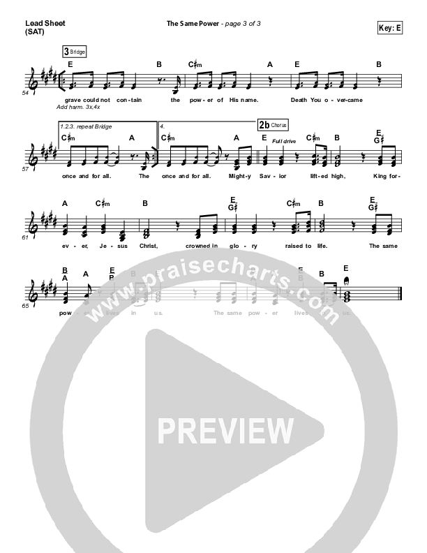 The Same Power Lead Sheet (SAT) (Ben Cantelon / Worship Central)