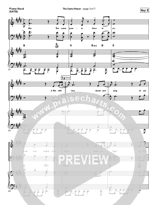 The Same Power Piano/Vocal (SATB) (Ben Cantelon / Worship Central)