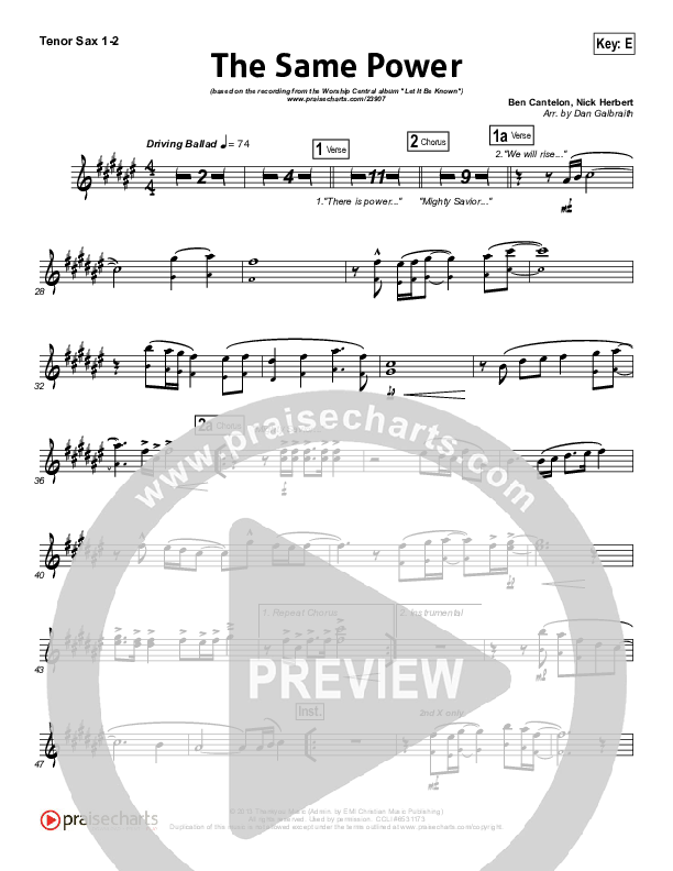 The Same Power Tenor Sax 1/2 (Ben Cantelon / Worship Central)