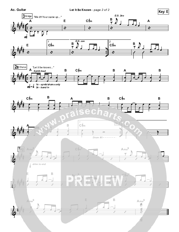 Let It Be Known Acoustic Guitar (Tim Hughes / Worship Central)