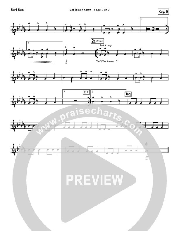 Let It Be Known Bari Sax (Tim Hughes / Worship Central)