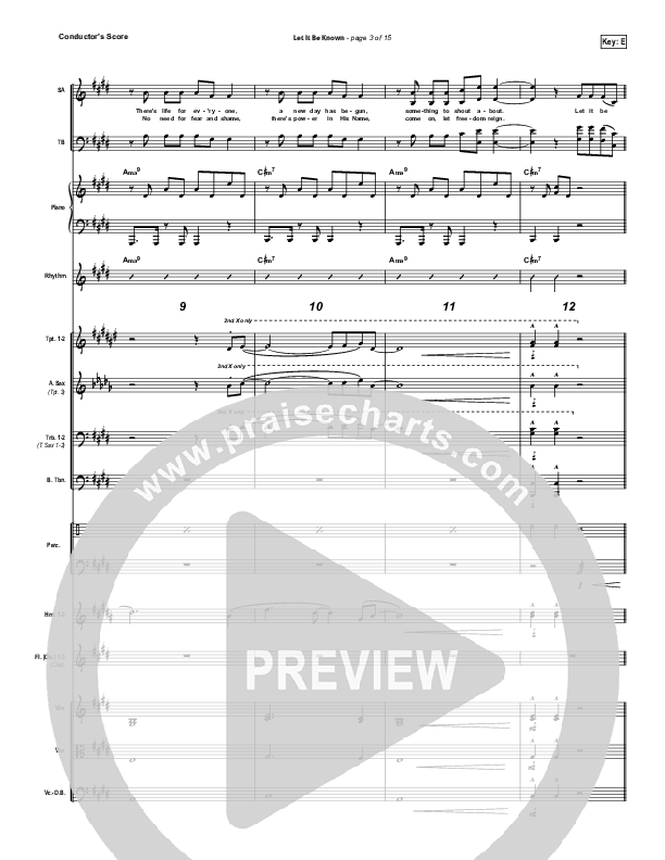 Let It Be Known Conductor's Score (Tim Hughes / Worship Central)