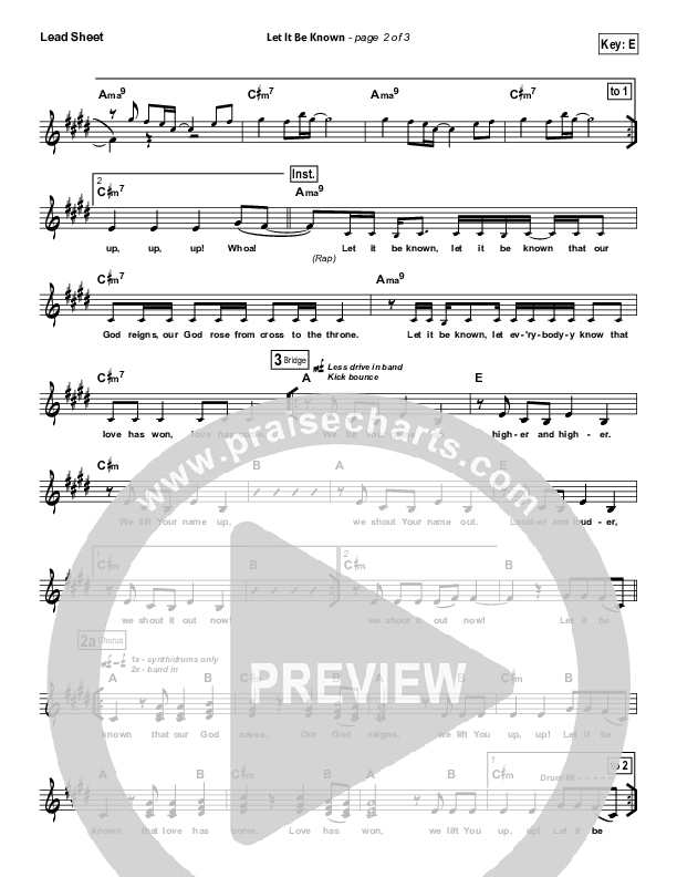 Let It Be Known Lead Sheet (Tim Hughes / Worship Central)