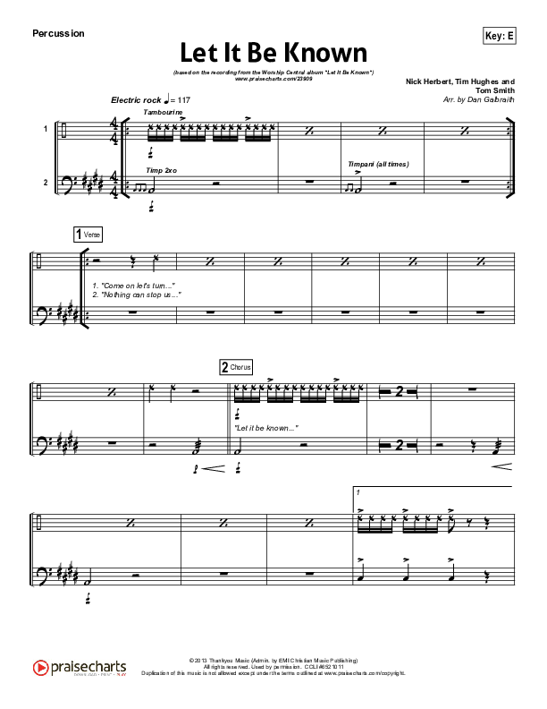 Let It Be Known Percussion (Tim Hughes / Worship Central)