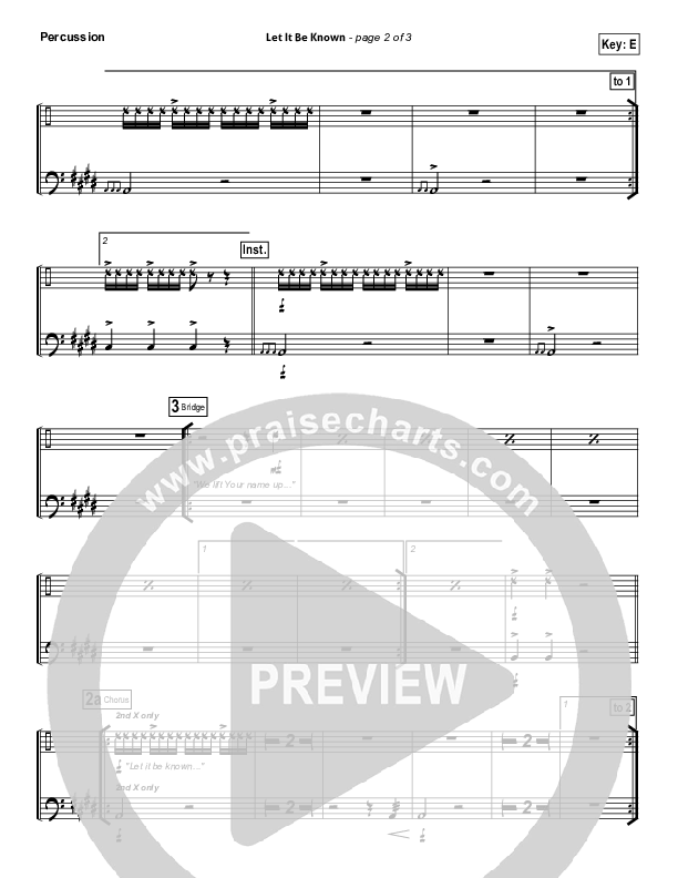 Let It Be Known Percussion (Tim Hughes / Worship Central)