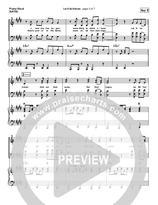 Let It Be Known Piano/Vocal (SATB) (Tim Hughes / Worship Central)