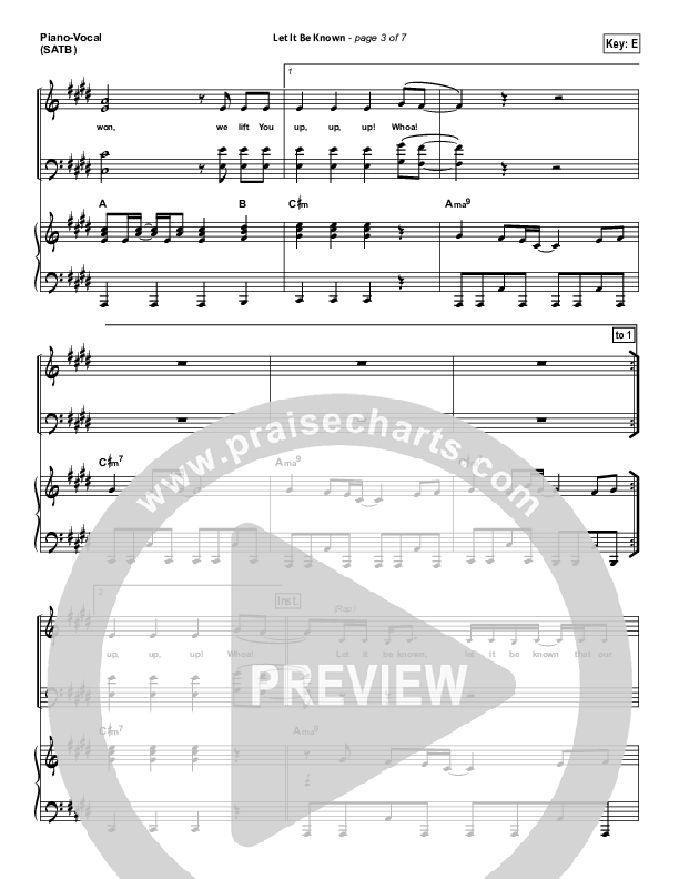 Let It Be Known Piano/Vocal (SATB) (Tim Hughes / Worship Central)