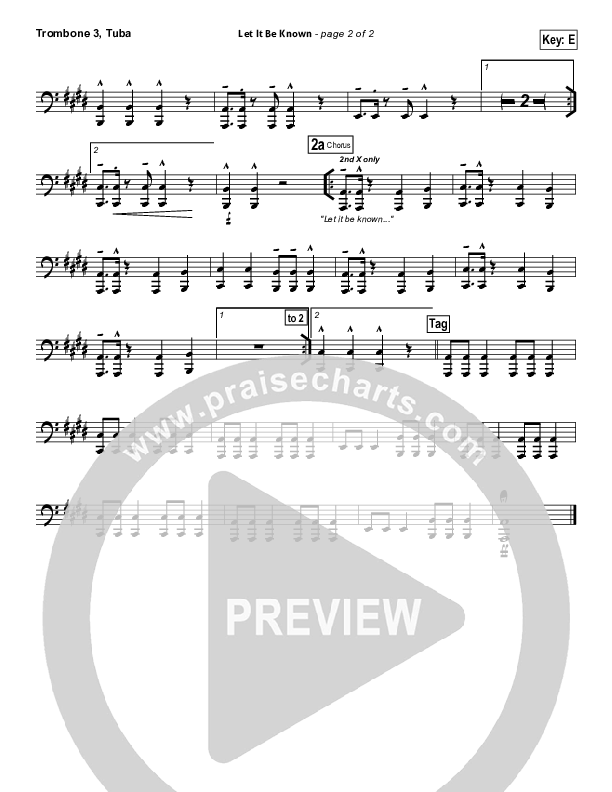 Let It Be Known Trombone 3/Tuba (Tim Hughes / Worship Central)