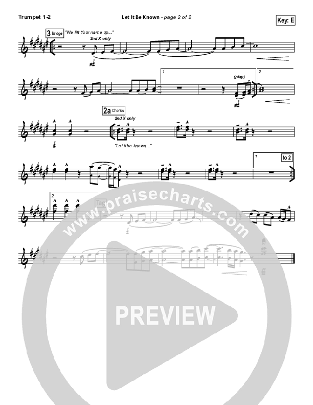 Let It Be Known Trumpet 1,2 (Tim Hughes / Worship Central)