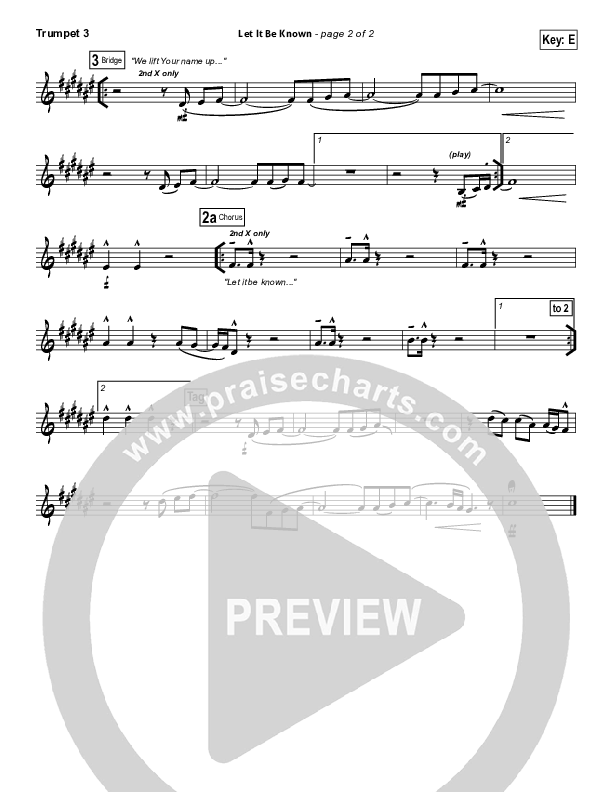 Let It Be Known Trumpet 3 (Tim Hughes / Worship Central)