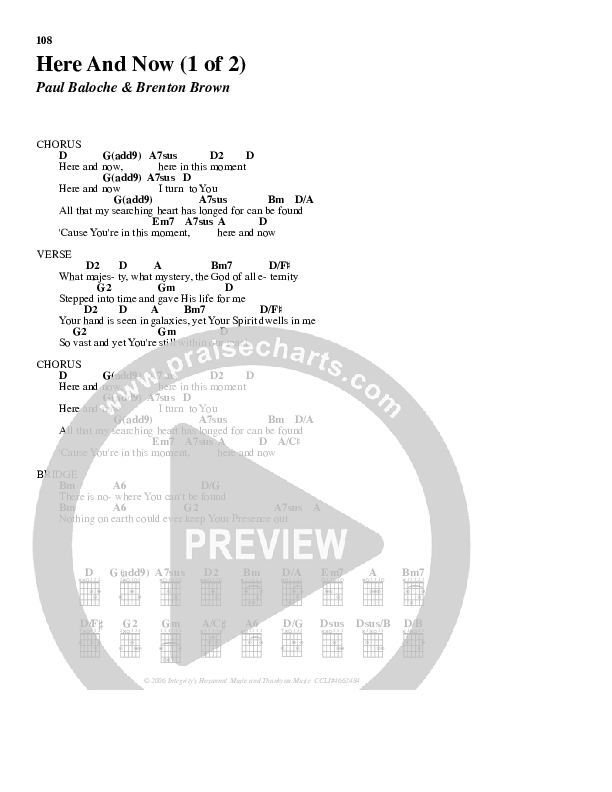 Here And Now Chord Chart (Kathryn Scott)