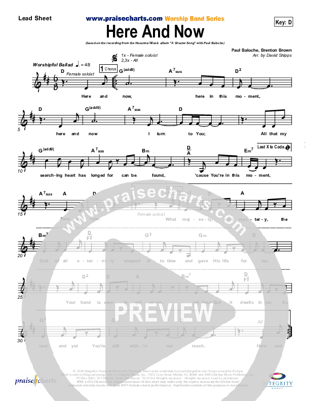 Here And Now Lead Sheet (SAT) (Kathryn Scott)