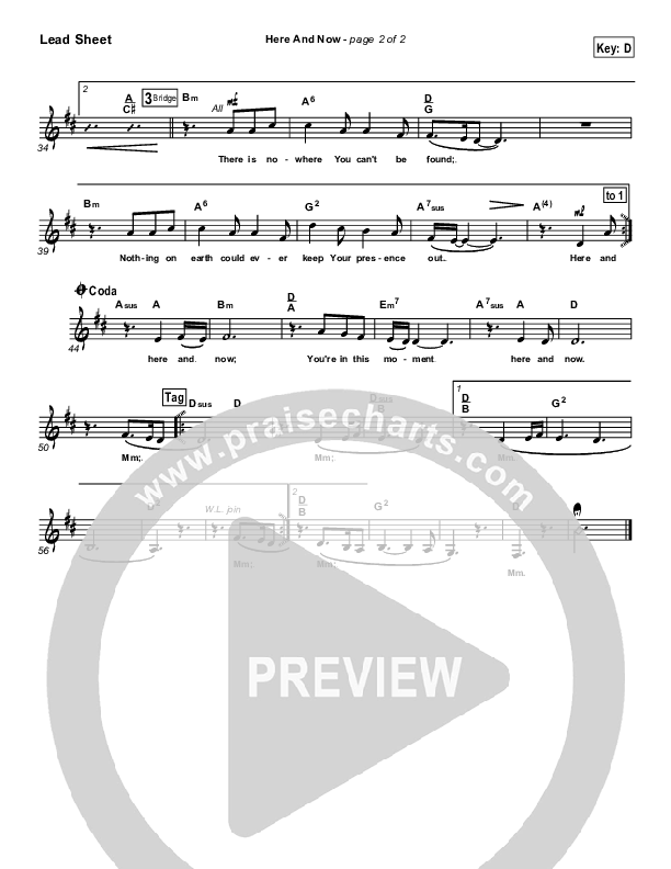 Here And Now Lead Sheet (SAT) (Kathryn Scott)