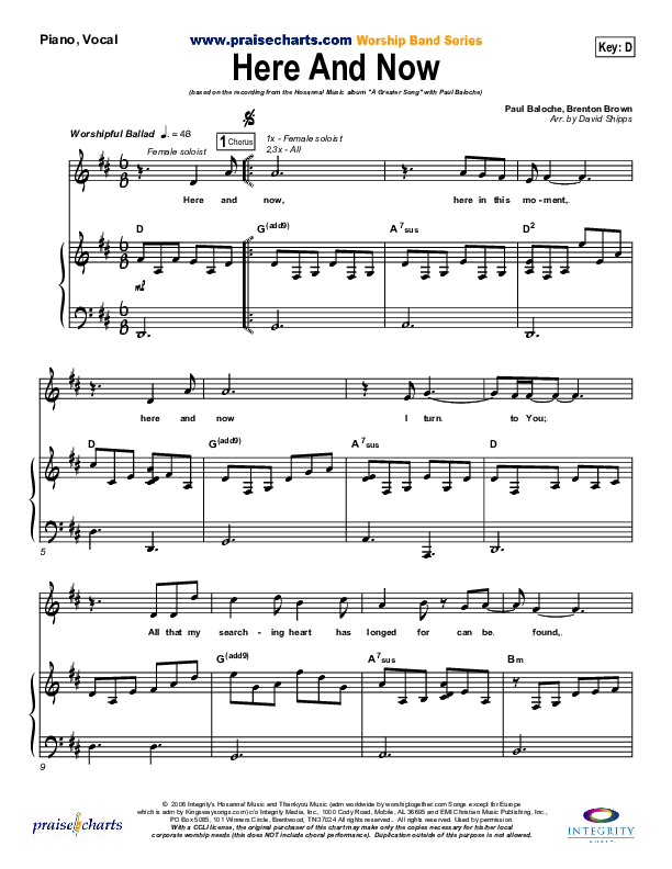 Here And Now Piano/Vocal (Kathryn Scott)