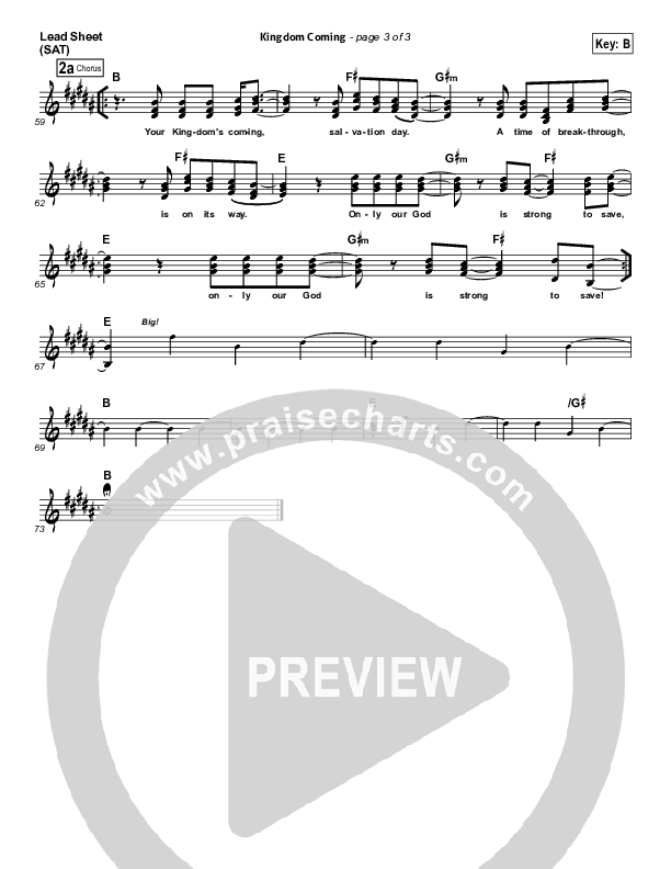 Kingdom Coming Lead Sheet (SAT) (Tim Hughes / Worship Central)