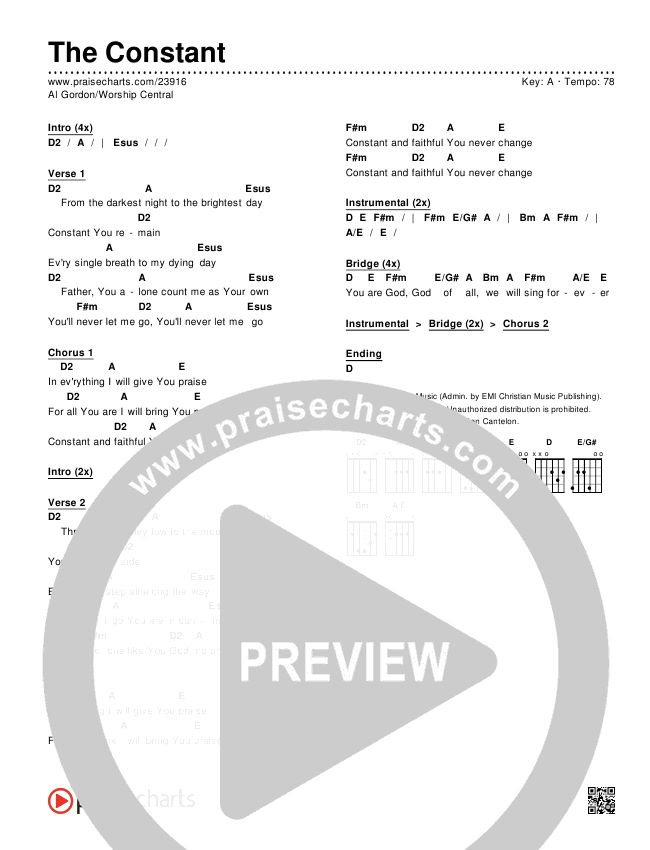 The Constant Chords & Lyrics (Worship Central)