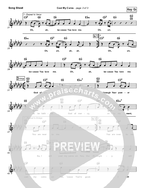 Cast My Cares Lead Sheet (Tim Timmons)