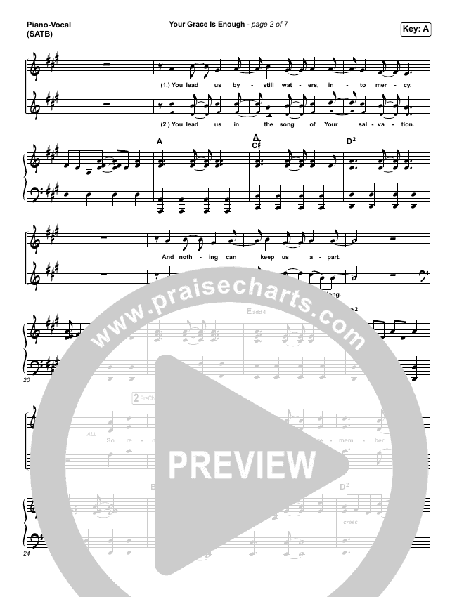 Your Grace Is Enough Sheet Music PDF (Chris Tomlin) PraiseCharts
