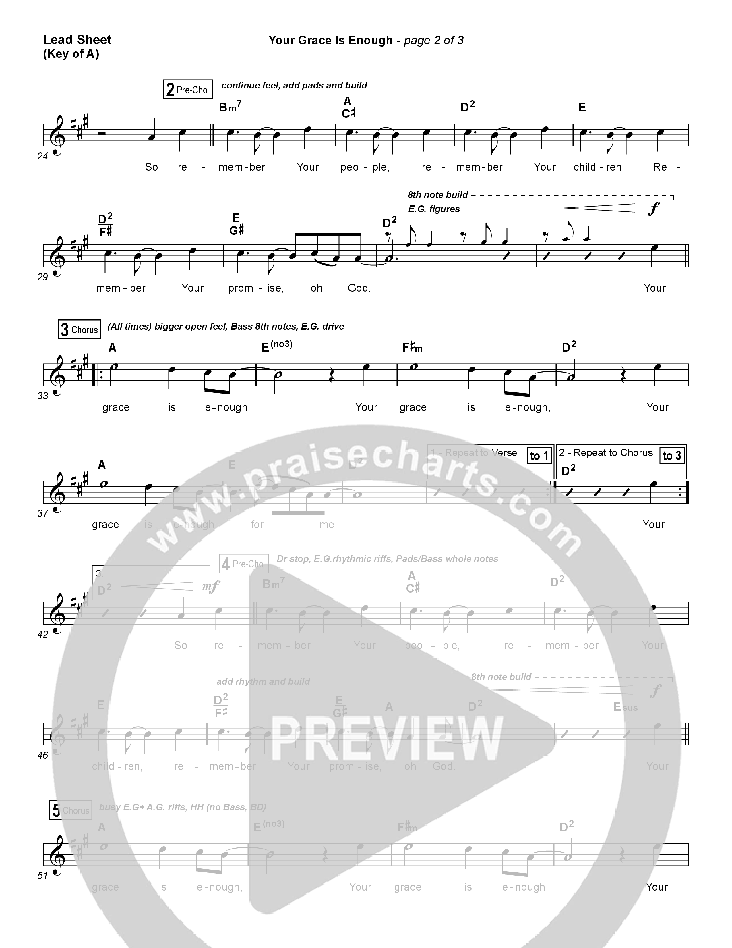 Your Grace Is Enough Lead Sheet (Melody) (Chris Tomlin)