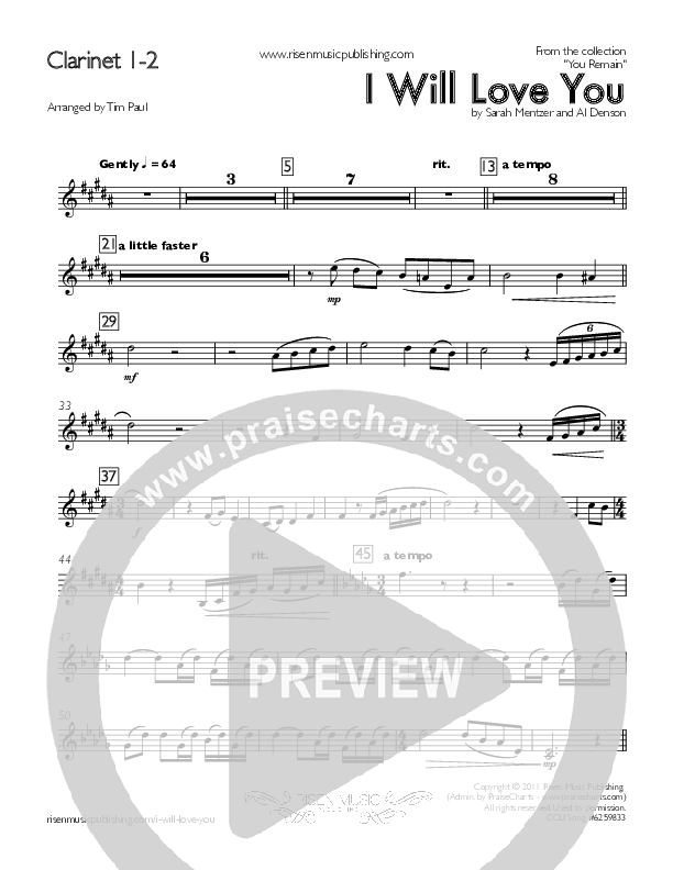 I Will Love You Clarinet 1/2 ()