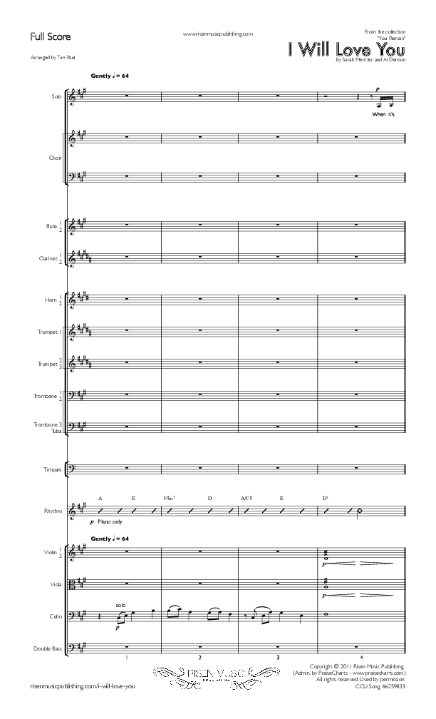 I Will Love You Conductor's Score ()