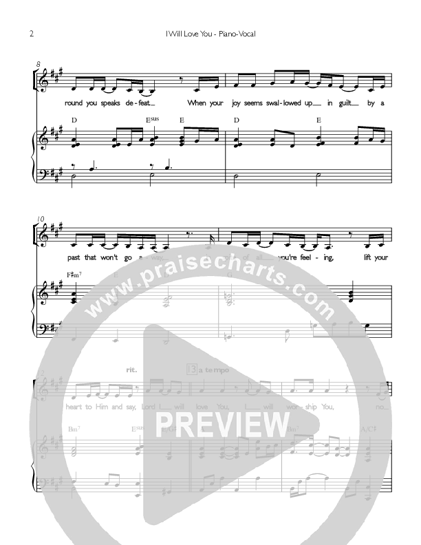 I Will Love You Piano/Vocal ()