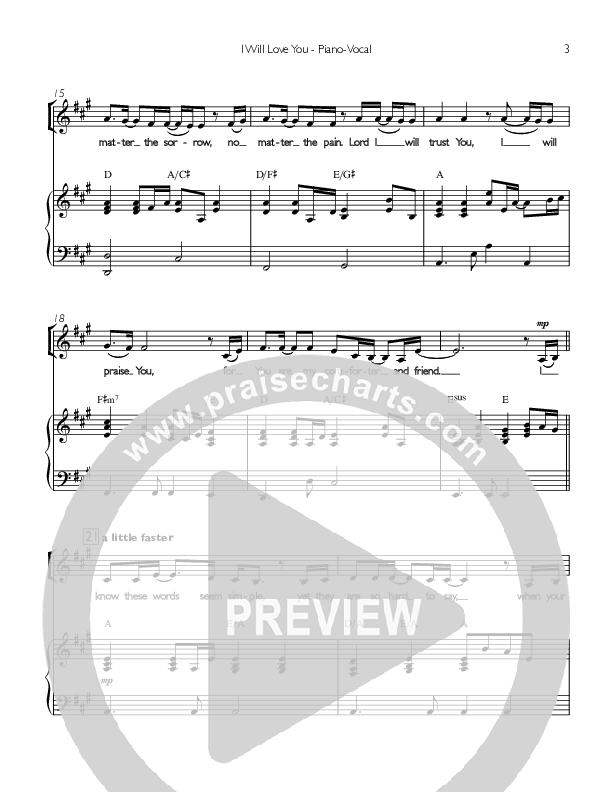 I Will Love You Piano/Vocal ()