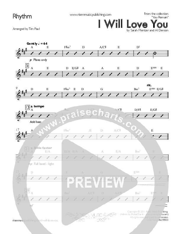 I Will Love You Rhythm Chart ()