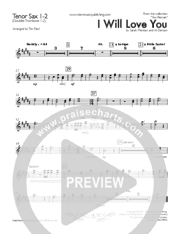 I Will Love You Tenor Sax 1/2 ()