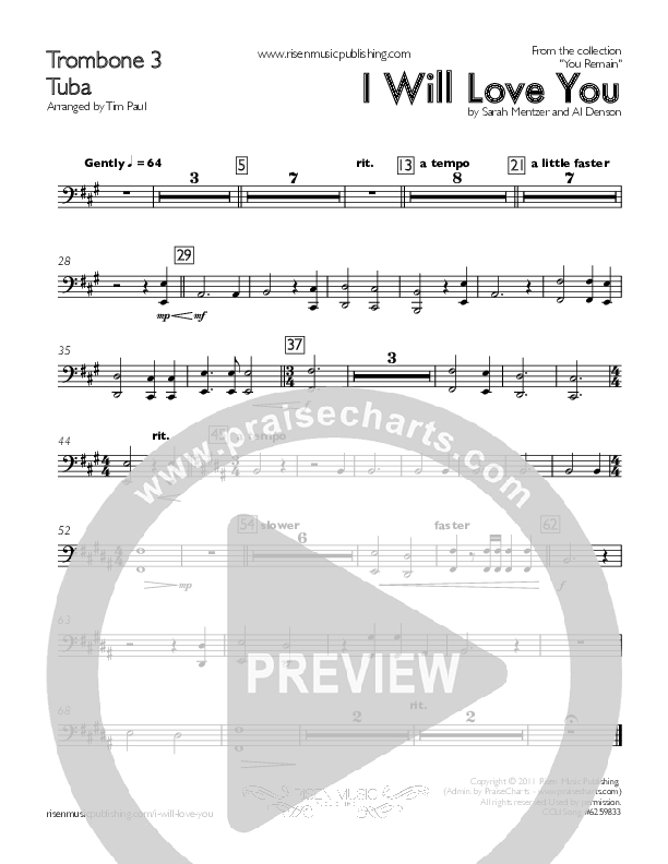 I Will Love You Trombone 3/Tuba ()