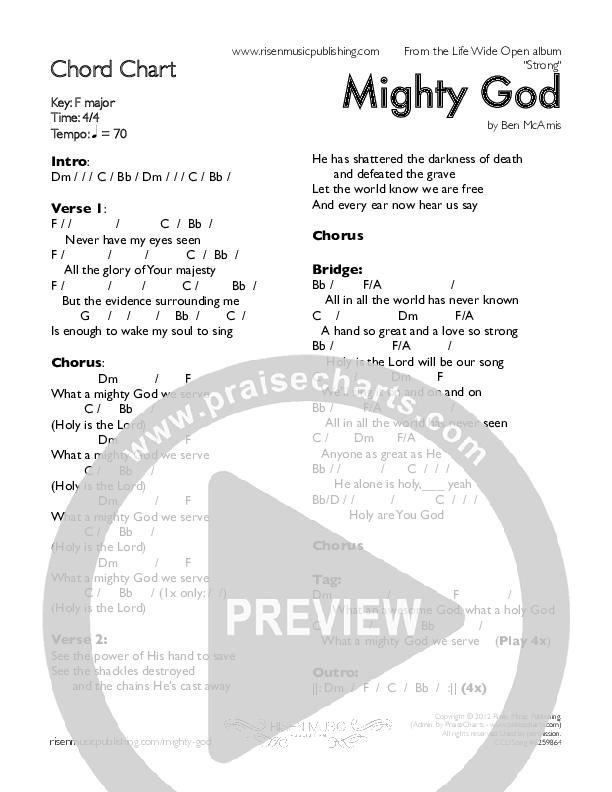 Mighty God Chords & Lyrics (Life Wide Open)