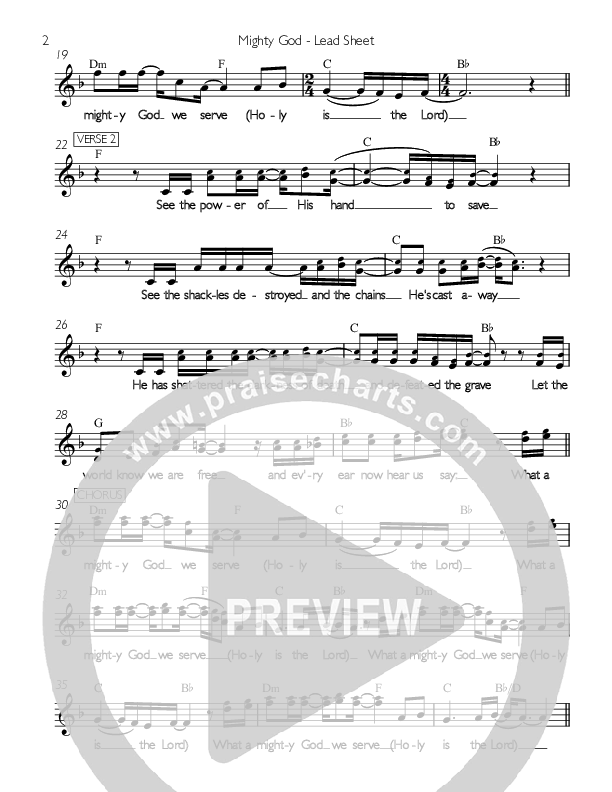 Mighty God Lead Sheet (Life Wide Open)