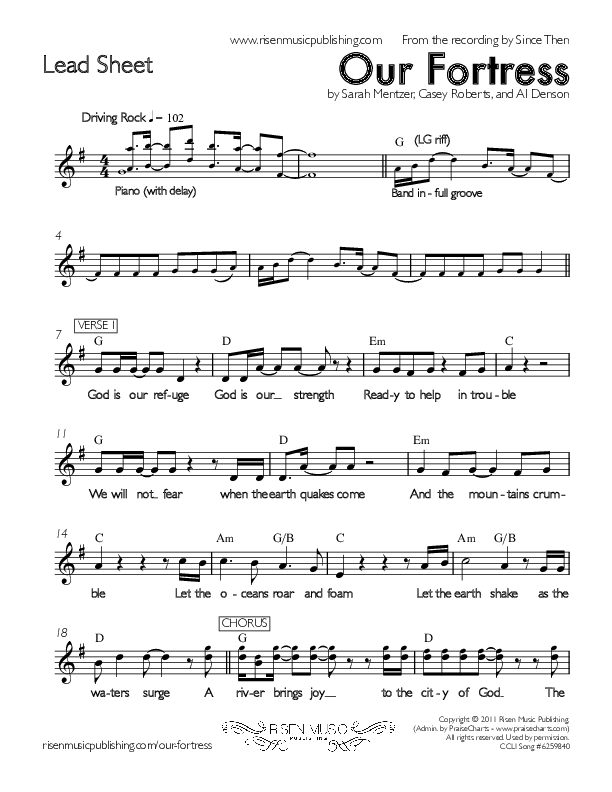 Our Fortress Lead Sheet (Since Then)