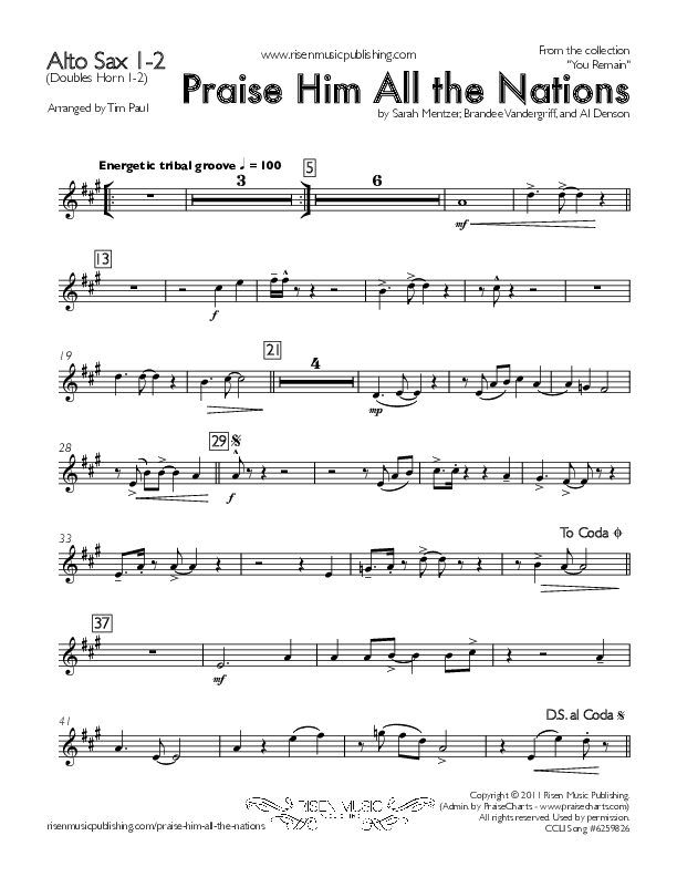 Praise Him All The Nations Alto Sax 1/2 (You Remain)