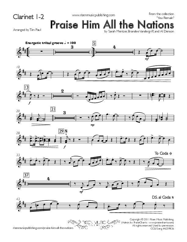 Praise Him All The Nations Clarinet 1/2 (You Remain)