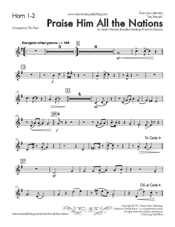 Praise Him All The Nations French Horn 1/2 (You Remain)