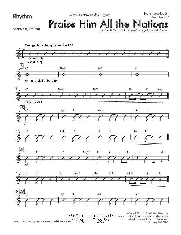 Praise Him All The Nations Rhythm Chart (You Remain)
