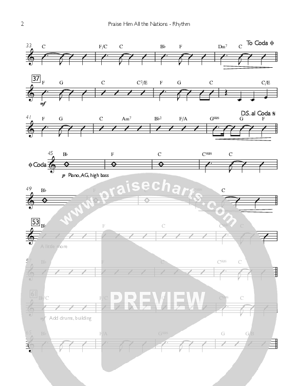 Praise Him All The Nations Rhythm Chart (You Remain)