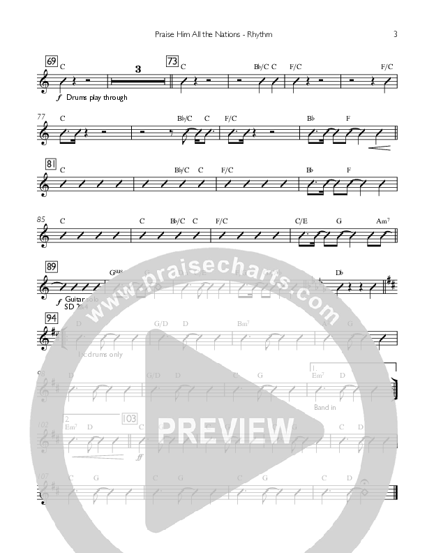 Praise Him All The Nations Rhythm Chart (You Remain)