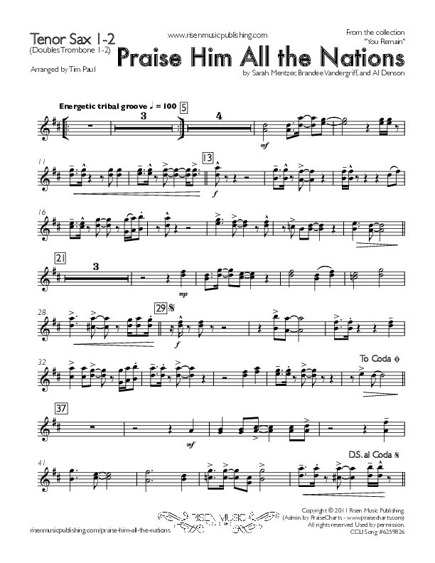 Praise Him All The Nations Tenor Sax 1/2 (You Remain)