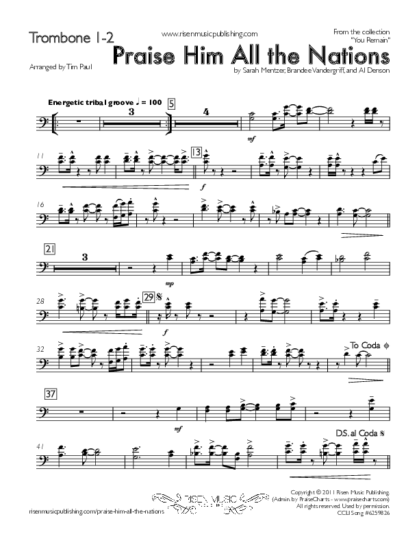 Praise Him All The Nations Trombone 1/2 (You Remain)