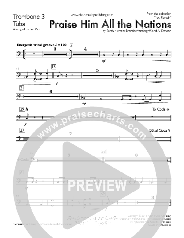 Praise Him All The Nations Trombone 3/Tuba (You Remain)