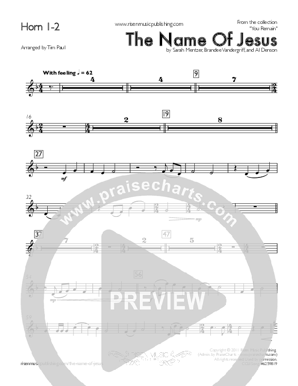 The Name Of Jesus French Horn 1/2 (You Remain)